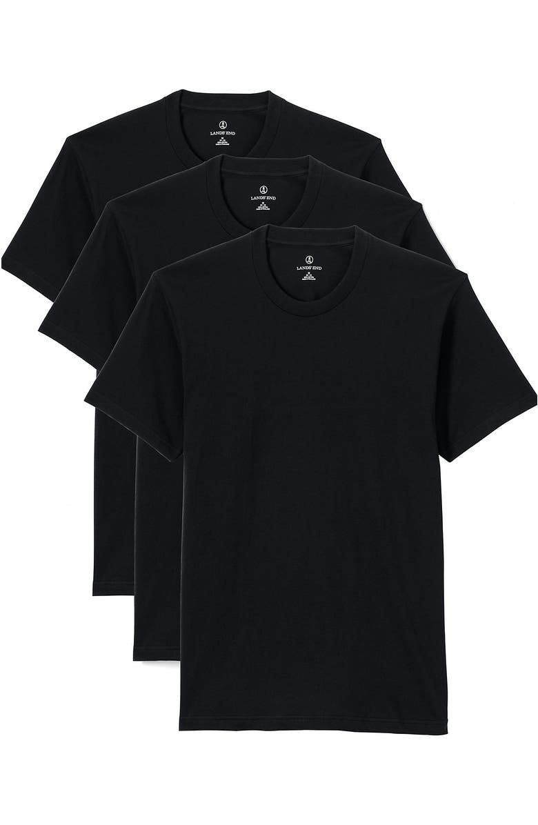 Lands' End Crewneck Undershirt 3 Pack, Alternate, color, Black