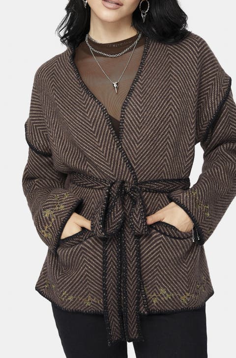 Maraea Belted Herringbone Coatigan