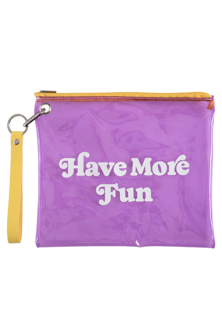 Have More Fun Clear Wristlet Bag Plastic Purple, Main, color, Purple