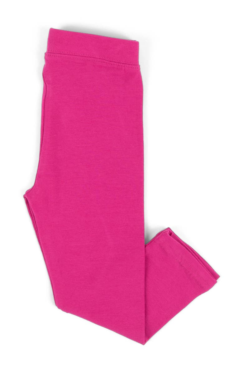 Leveret Girls Cotton Leggings, Solid Colors, Alternate, color, Hot Pink