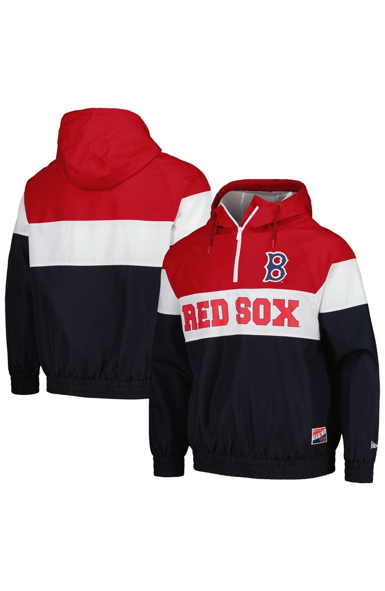 New Era Men's New Era Navy Boston Red Sox Ripstop Raglan Quarter-Zip Hoodie Windbreaker Jacket, Alternate, color, Navy