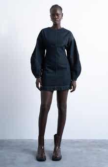 Topshop Long Sleeve Denim Minidress
