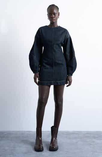Topshop Long Sleeve Denim Minidress