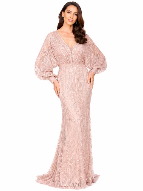 Beaded Faux-Wrap V-Neck Bridal Gown