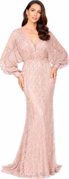LARA New York Beaded Faux-Wrap V-Neck Bridal Gown