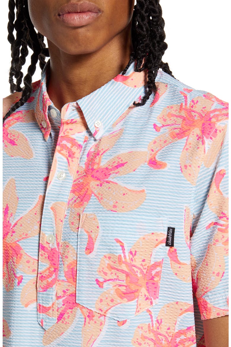 The Bloomslam Short Sleeve Button-Down Popover Seersucker Shirt, Alternate, color, LIGHT/ PASTEL BLUE