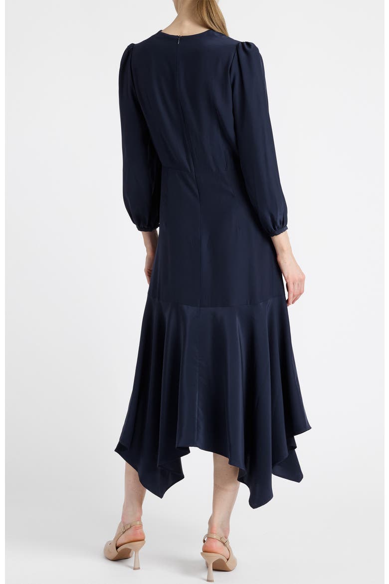 Carina Silk Midi Handkerchief Dress, Alternate, color, Midnight