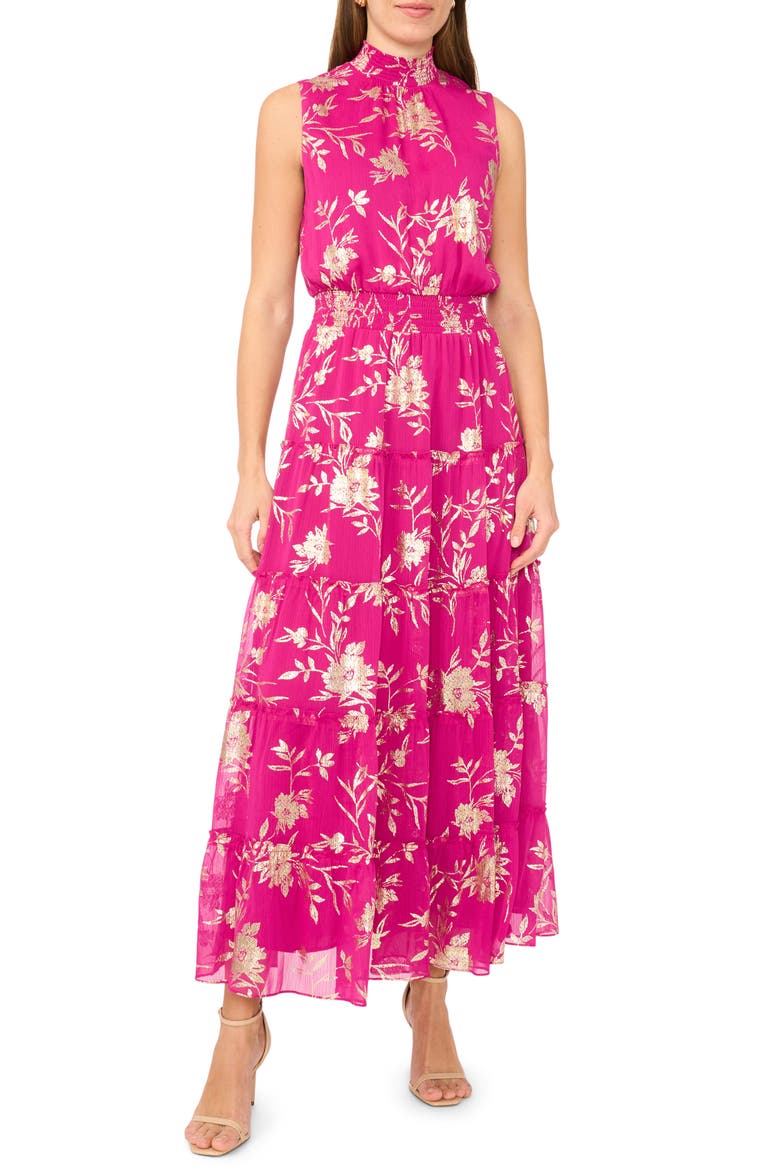 Tiered Maxi Sundress, Main, color, PINK MULTI