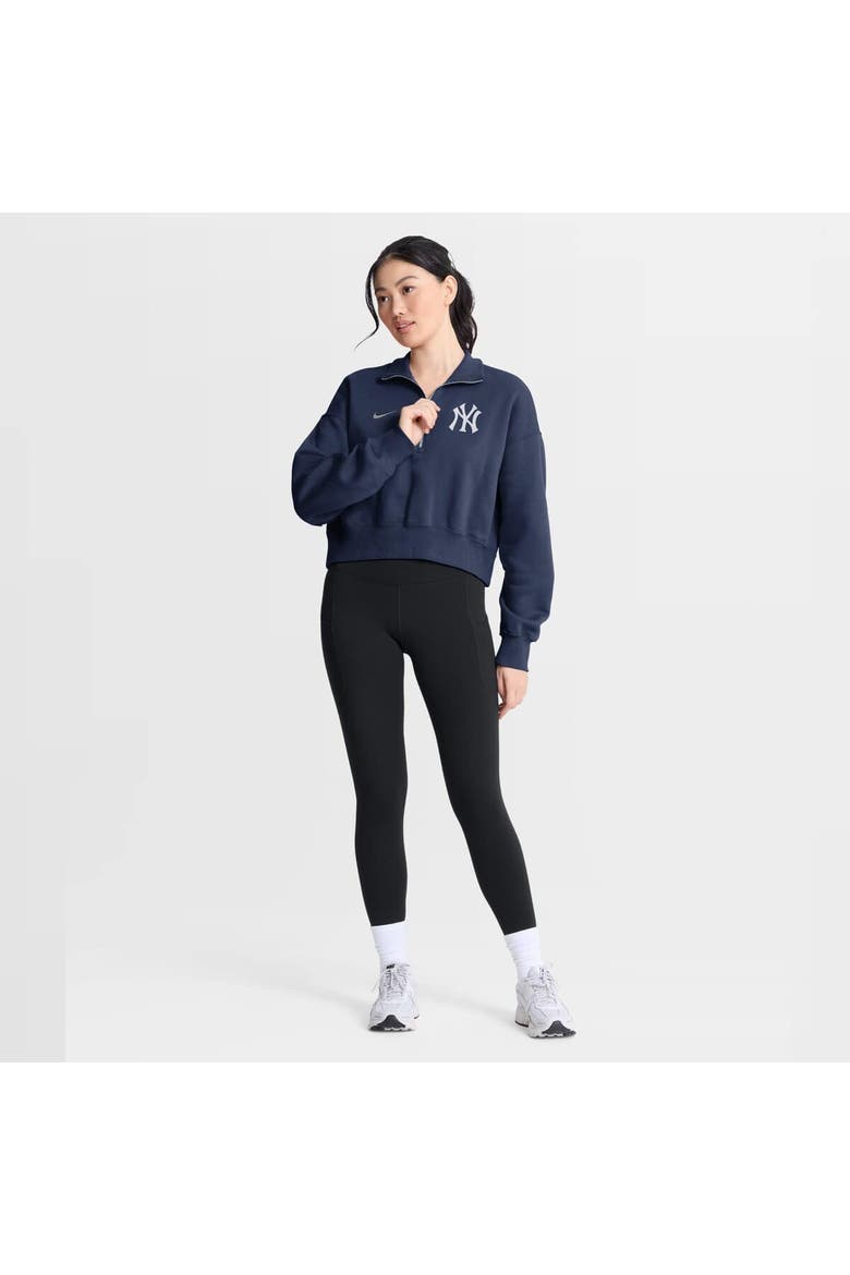 Women's Nike Navy New York Yankees Primetime Phoenix Fleece Half-Zip Sweatshirt, Alternate, color, Navy