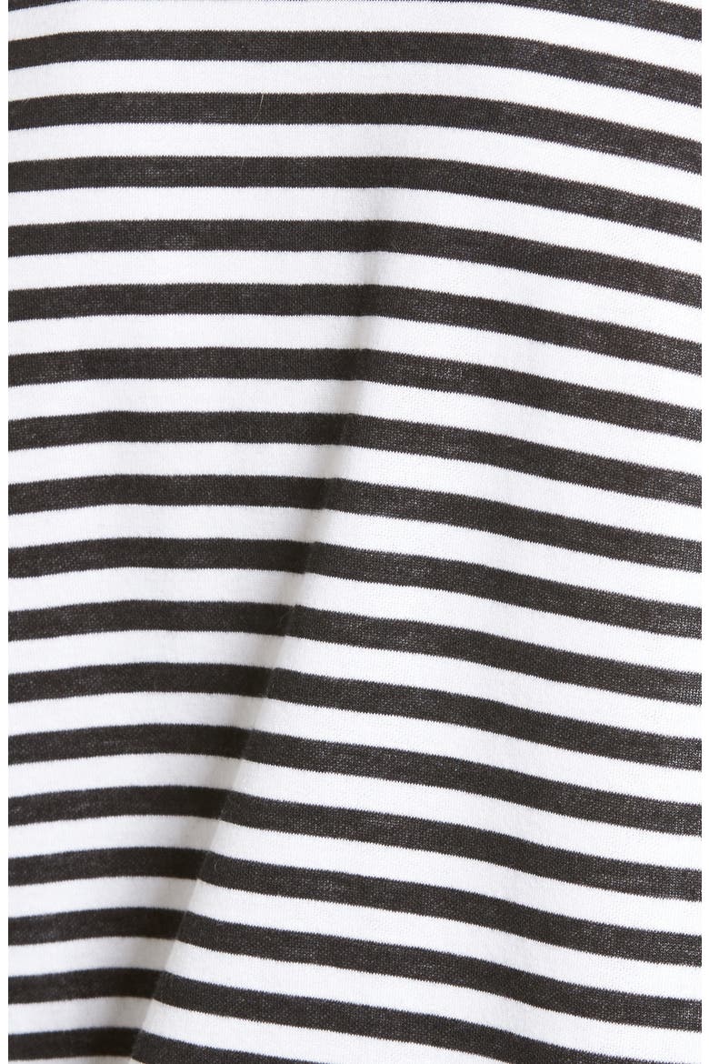 Ruched Sleeve Poplin Trim Sweatshirt, Alternate, color, BLACK- WHITE STRIPE