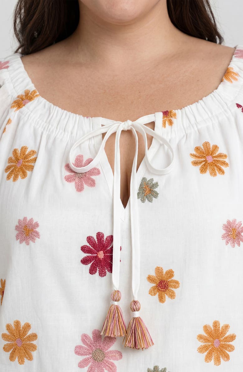 Liverpool Los Angeles Embroidered Tie Neck Top, Alternate, color,