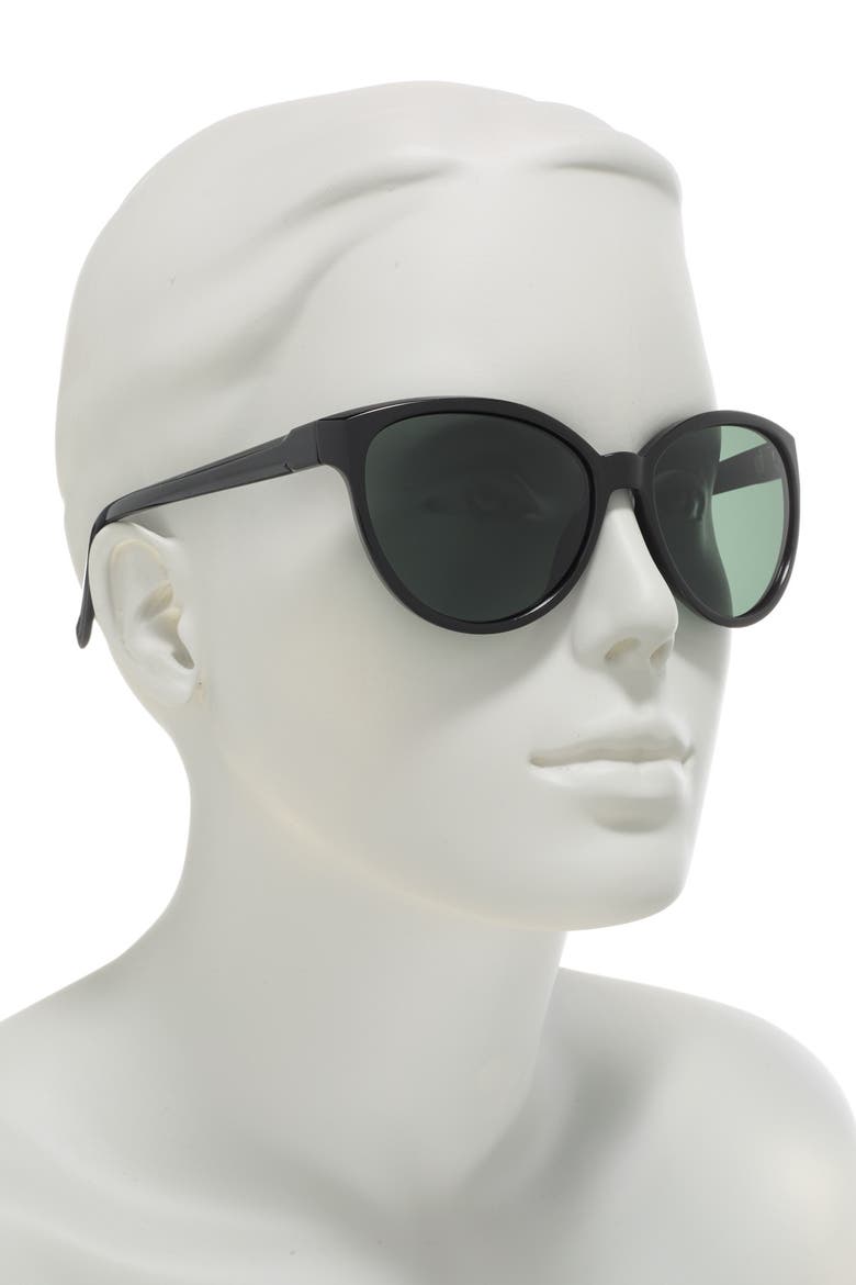 57mm Cat Eye Sunglasses, Alternate, color, BLACK/GREEN