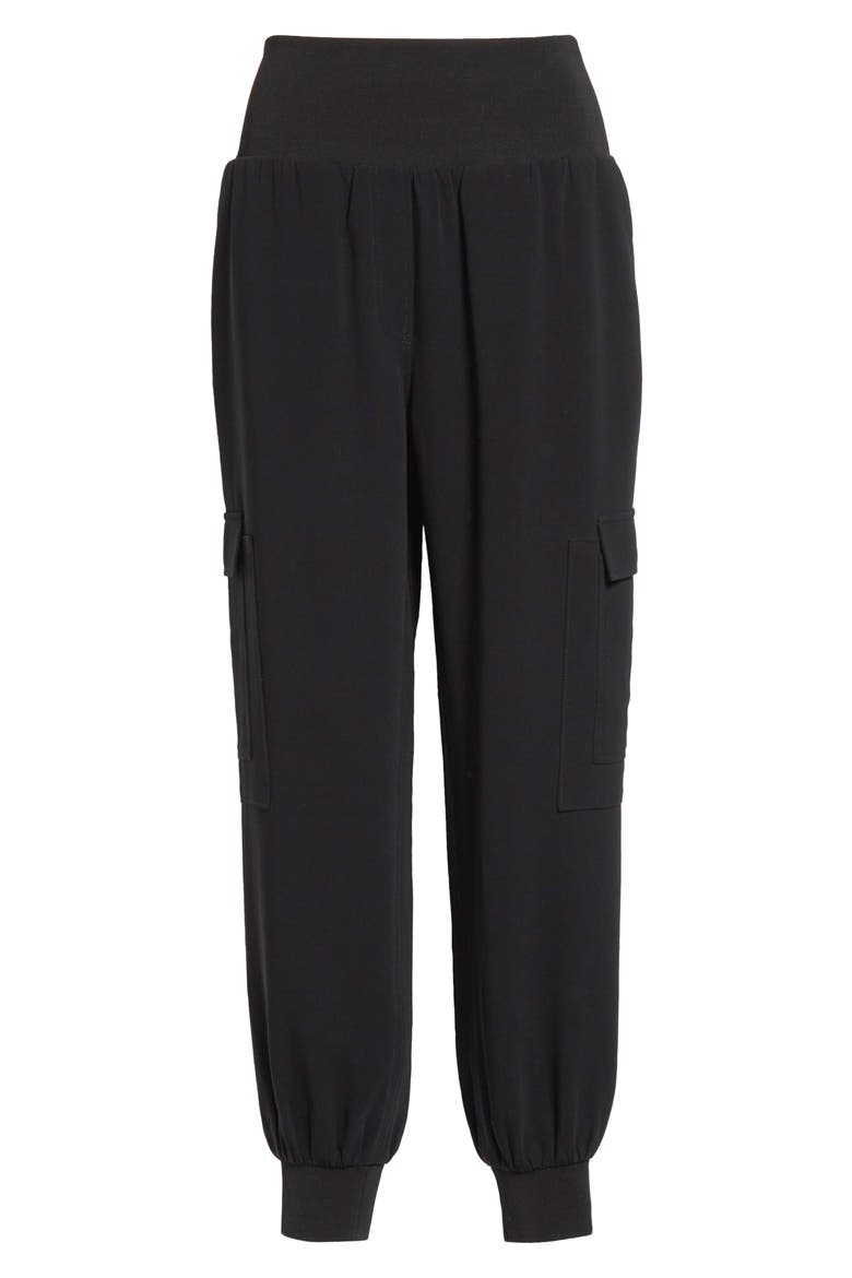 Giles Crepe Cargo Pants, Alternate, color, BLACK