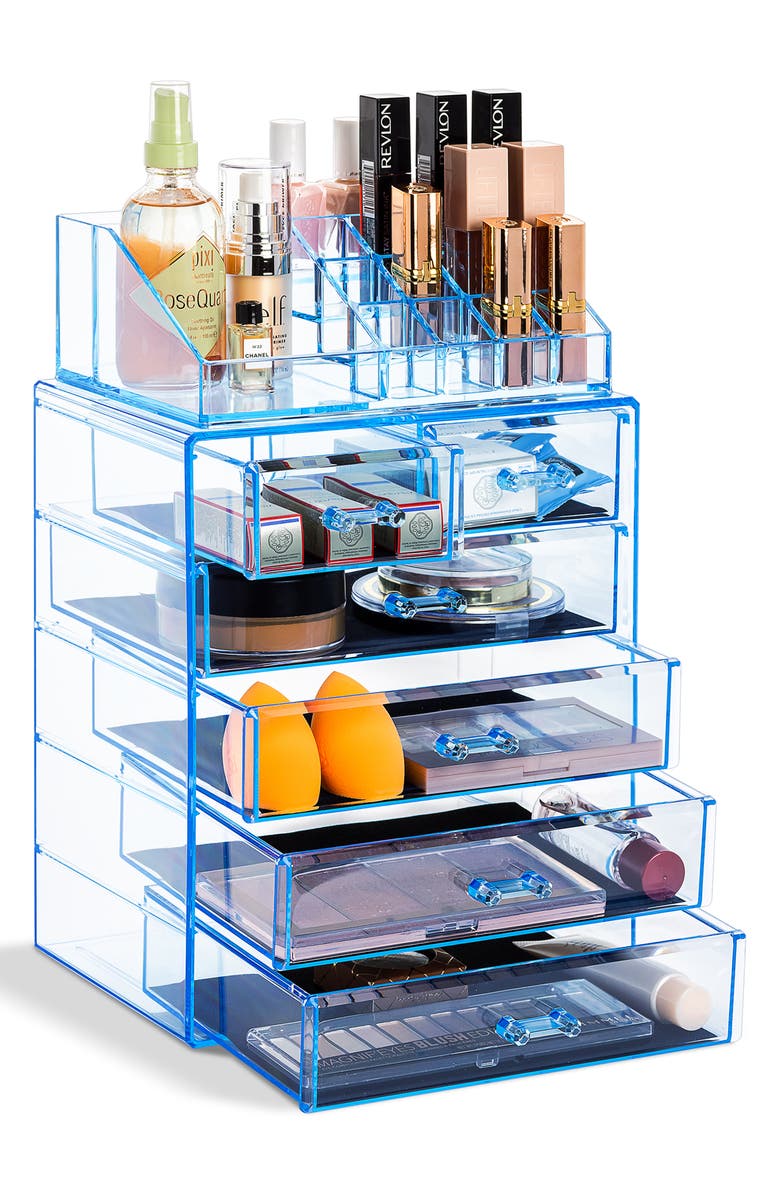 SORBUS Makeup Storage Case Set, Alternate, color, Blue