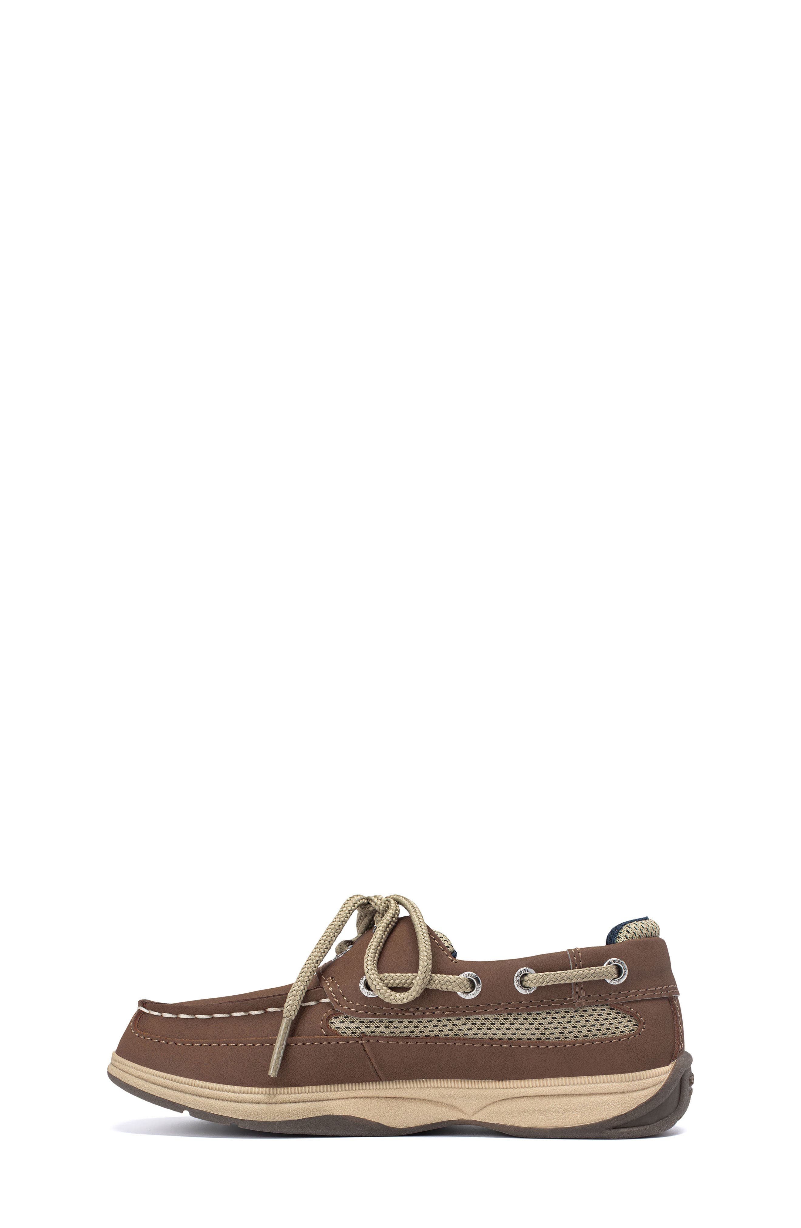 Kids' Lanyard Boat Shoe, Alternate, color, DARK TAN / NAVY
