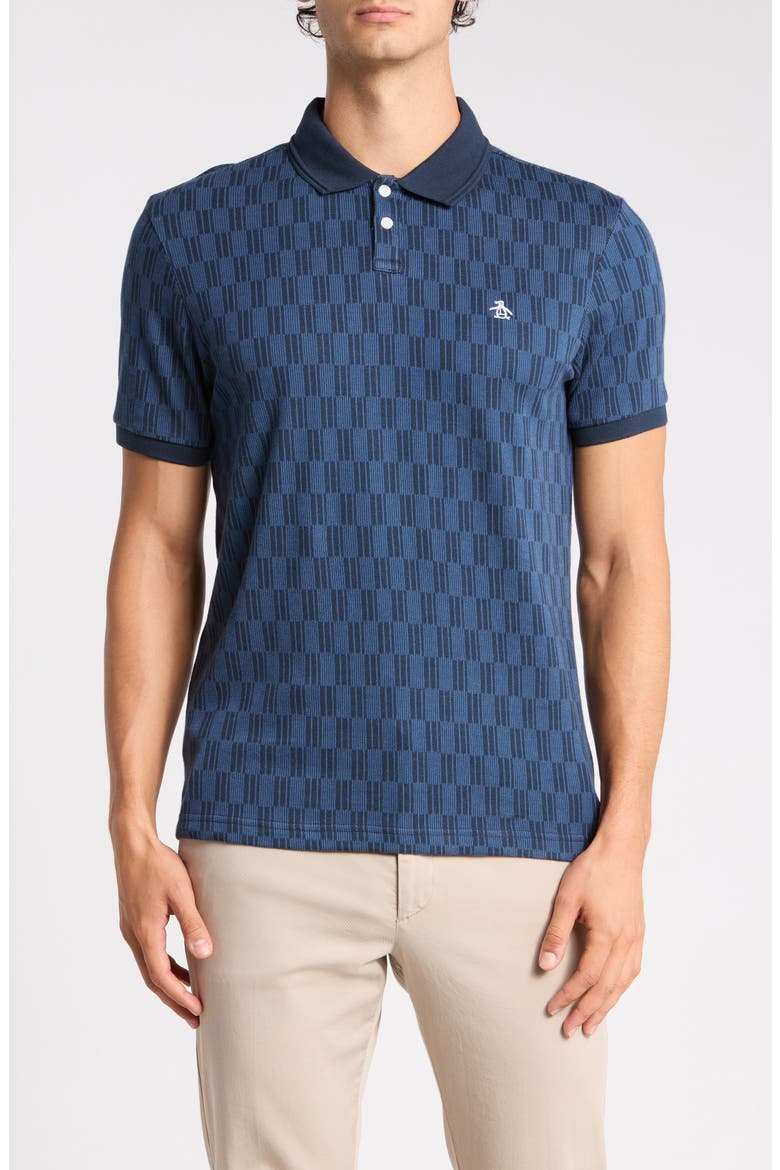 Jacquard Rectangle Geo Polo, Main, color, DARK SAPPHIRE