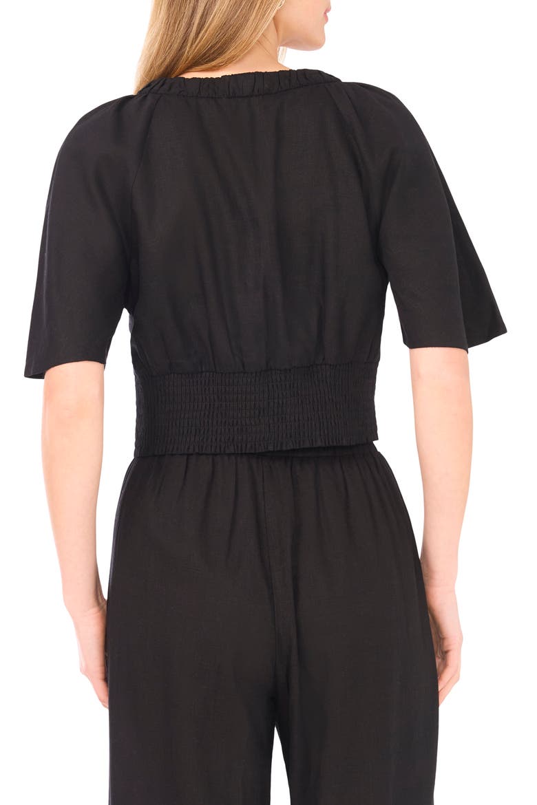 Ruched V-Neck Top, Alternate, color, RICH BLACK