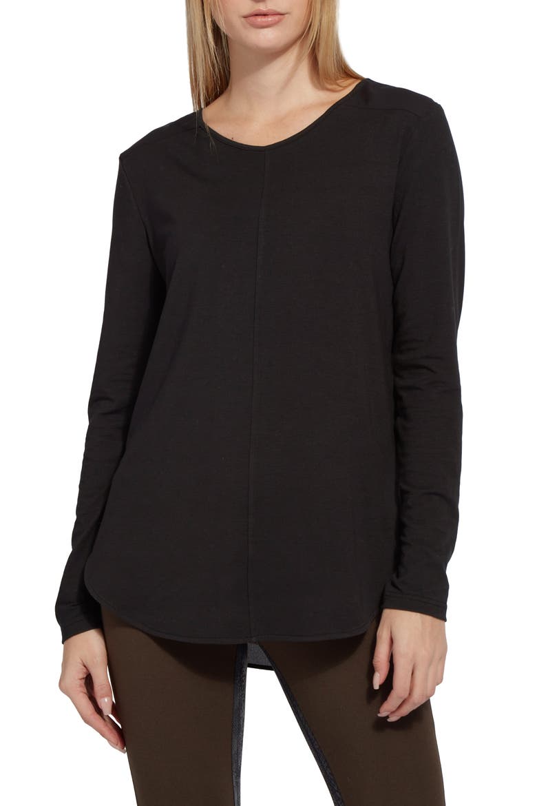 Lyssé Mixed Media Top, Main, color, BLACK