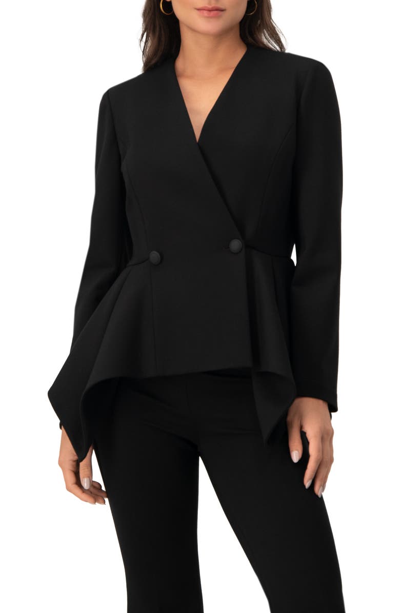 IVONNE Peplum Blazer, Main, color, Black