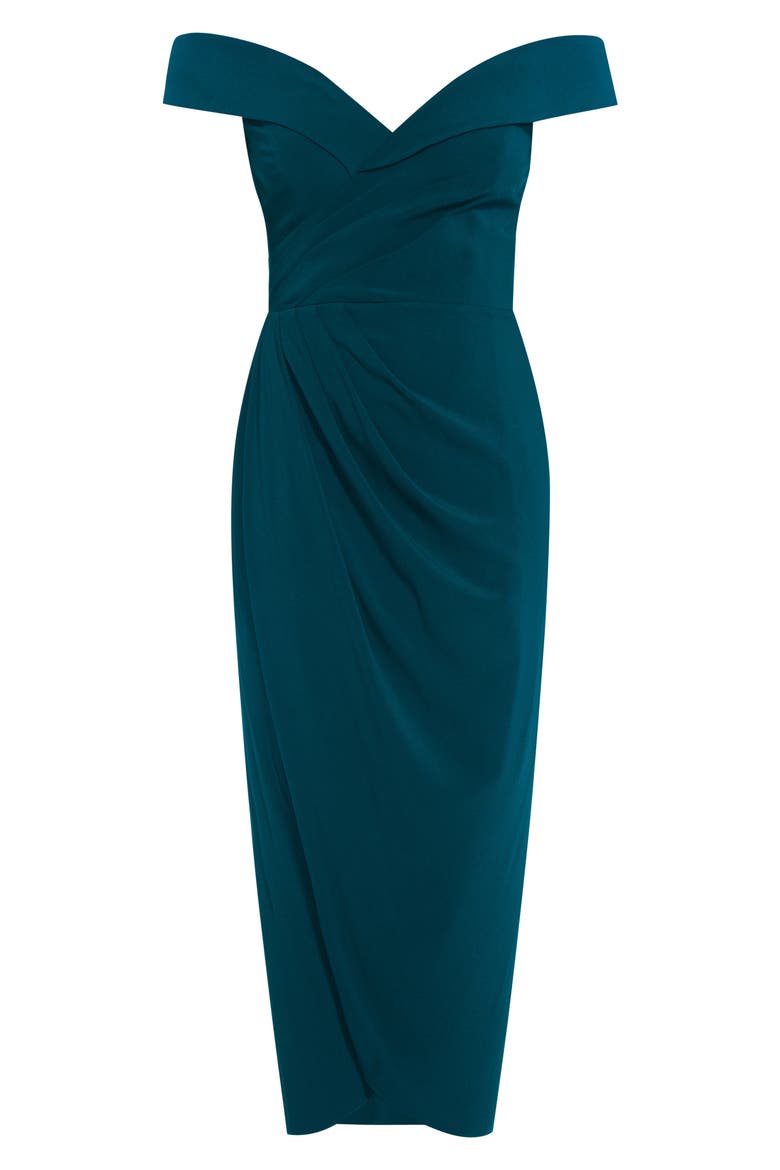 Rippled Love Off the Shoulder Sheath Dress, Alternate, color, EMERALD