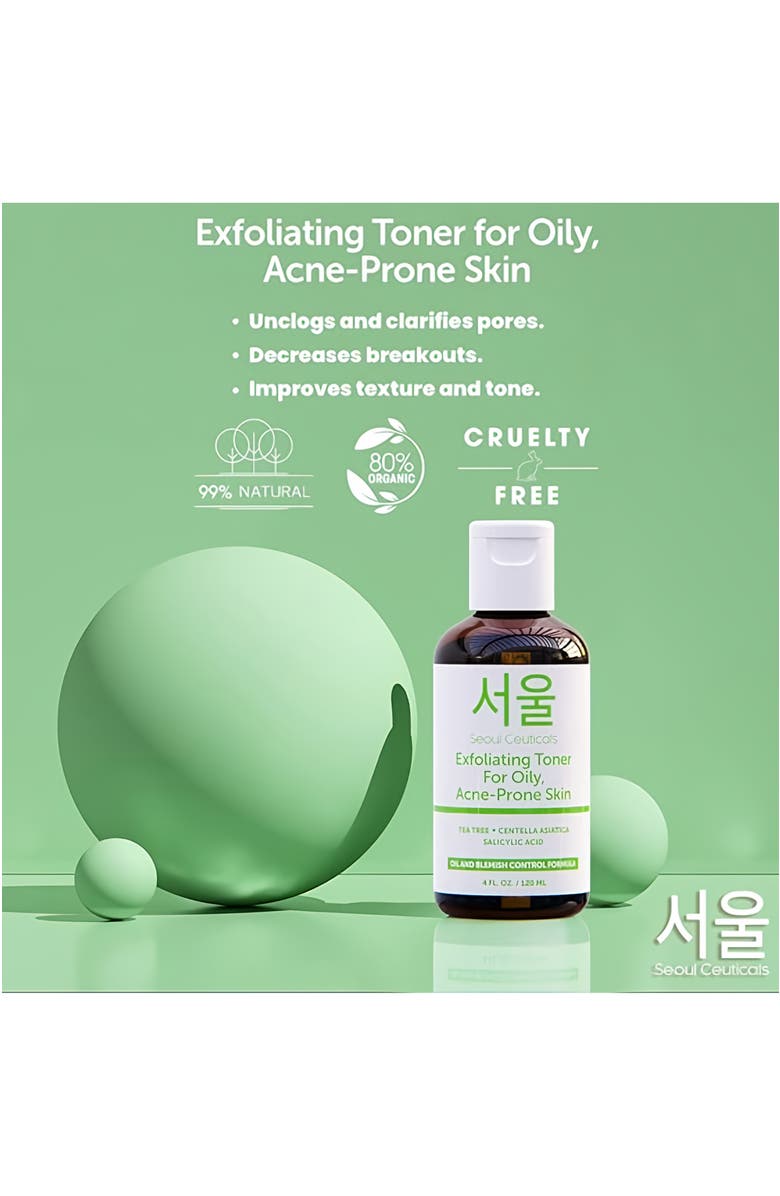 Seoul Ceuticals Korean Skincare Exfoliating Toner for Oily, Acne-Prone Skin, Alternate, color, Clear