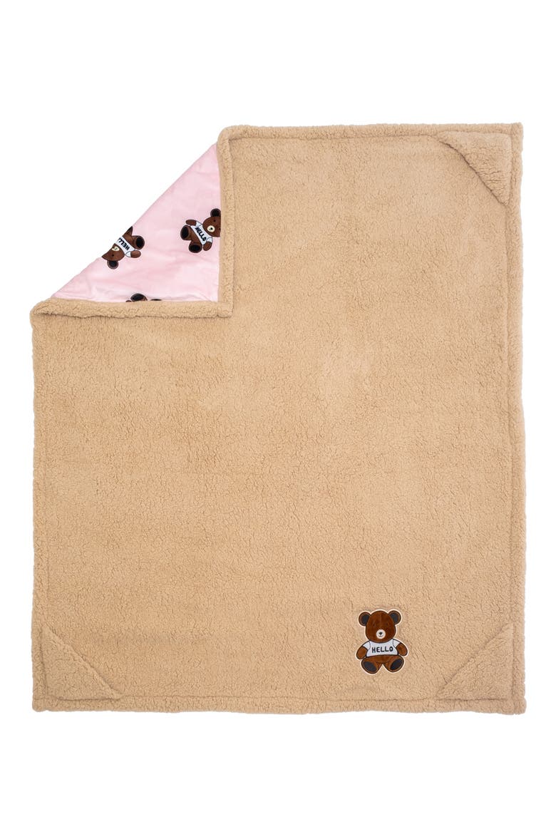 Teddy Bear Reversible Fleece Baby Blanket, Alternate, color, COTTON CANDY PINK