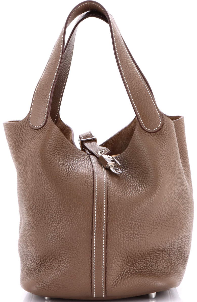 Pre-Owned Hermes Picotin Lock Bag Clemence MM, Main, color, Etoupe