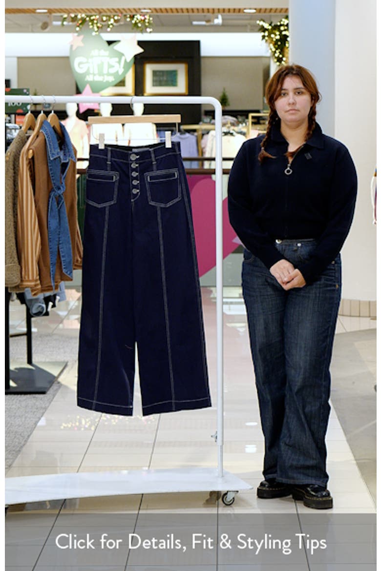 Skyrise High Waist Exposed Button Fly Wide Leg Pants video