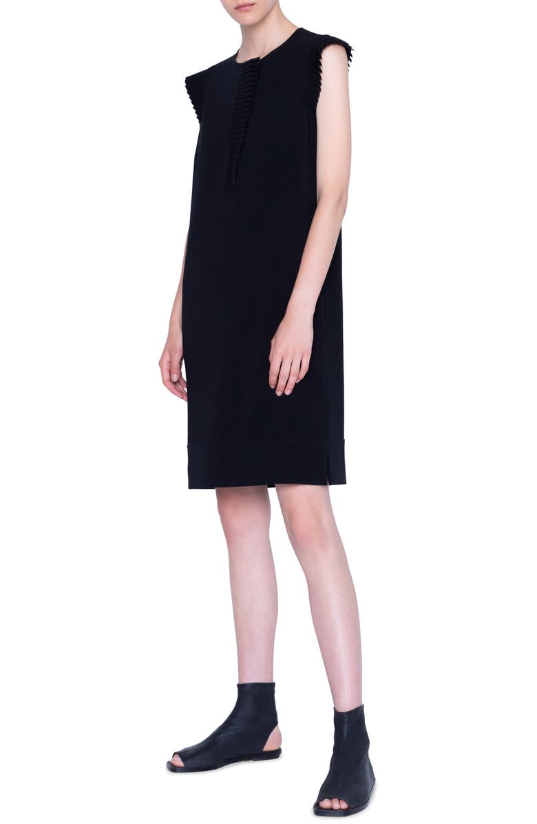 Akris punto Plissé Trim Sleeveless Crepe Dress, Main, color, 