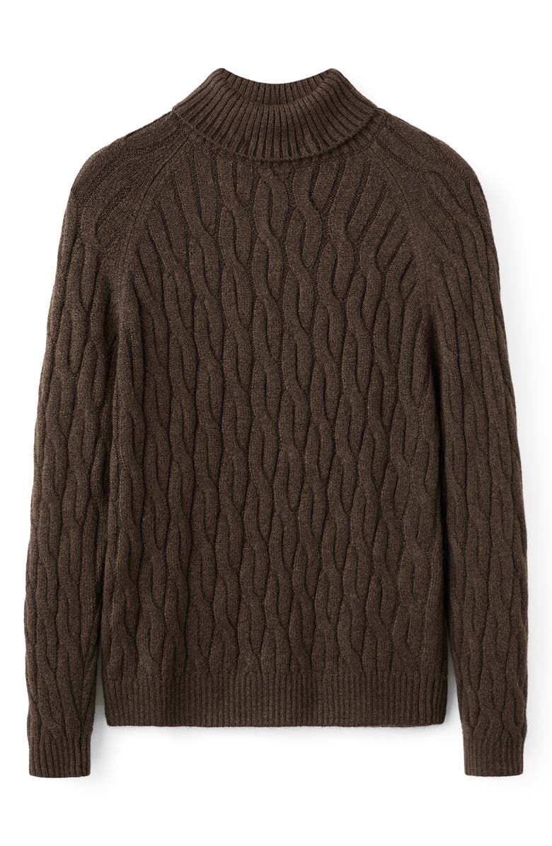 MANGO Cable Stitch Turtleneck Sweater, Alternate, color, Brown