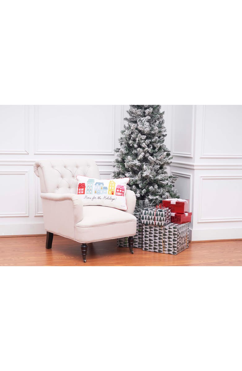 C&F Home Village Holiday Printed & Embellished Christmas Throw Pillow, Alternate, color, White