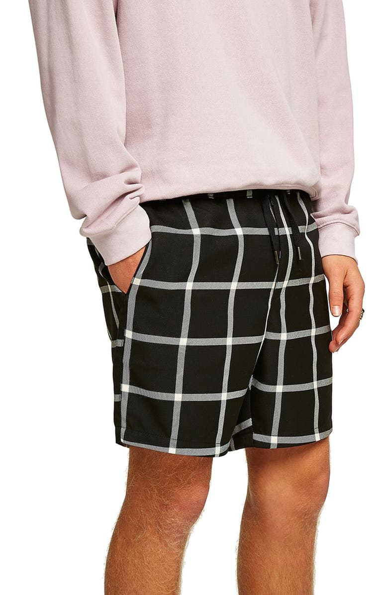 Topman Windowpane Swim Trunks, Main, color, 