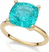 Bliss Diamond 6 1/2Ct Cushion Paraíba Solitaire Ring 14k Gold Lab Grown 10MM