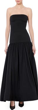 Alice + Olivia Oriana Strapless Mixed Media Maxi Dress