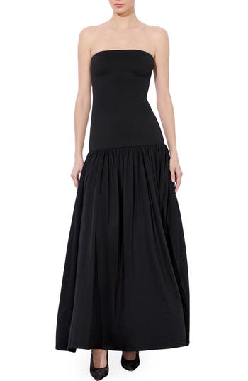 Alice And Olivia Oriana Drop Waist Midi Dress In Black