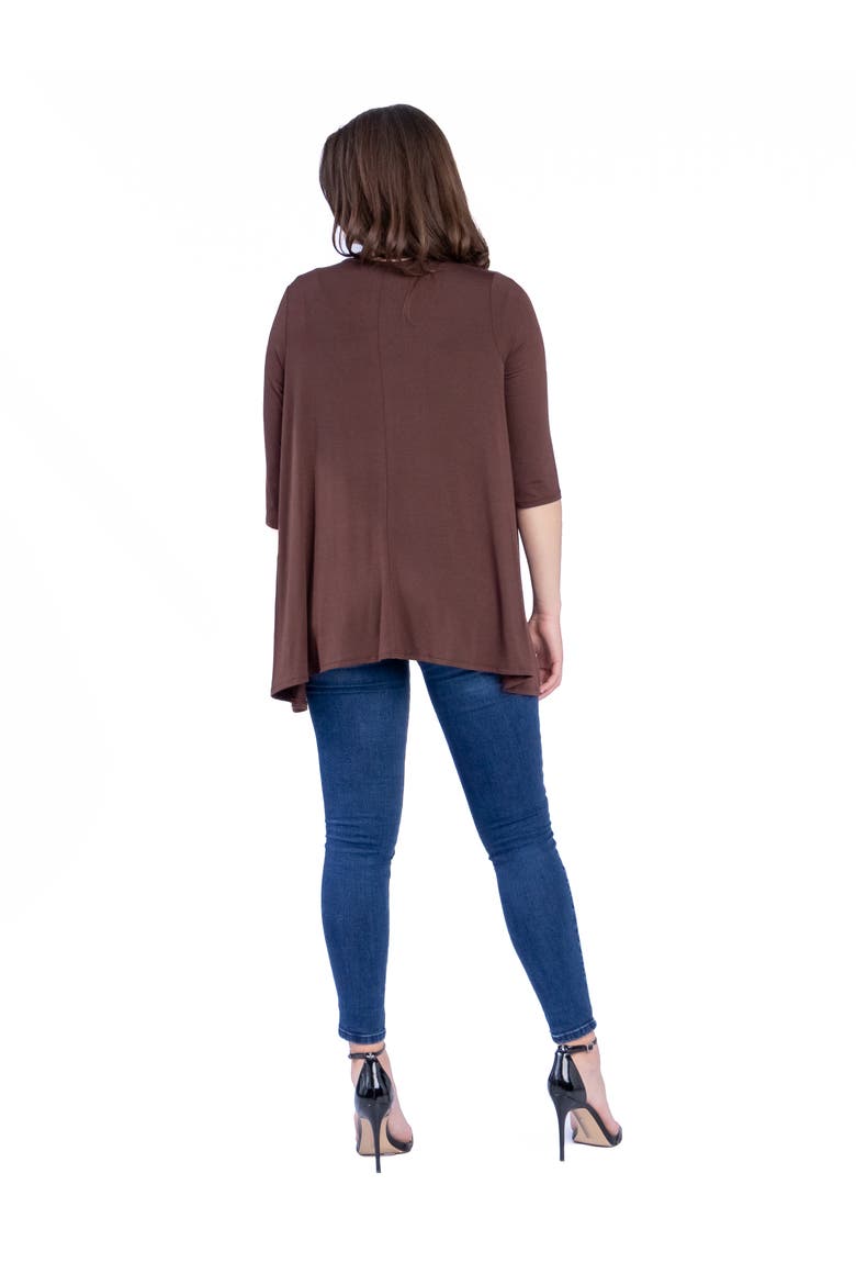 Elbow Length Sleeve Open Front Cardigan, Alternate, color, Brown