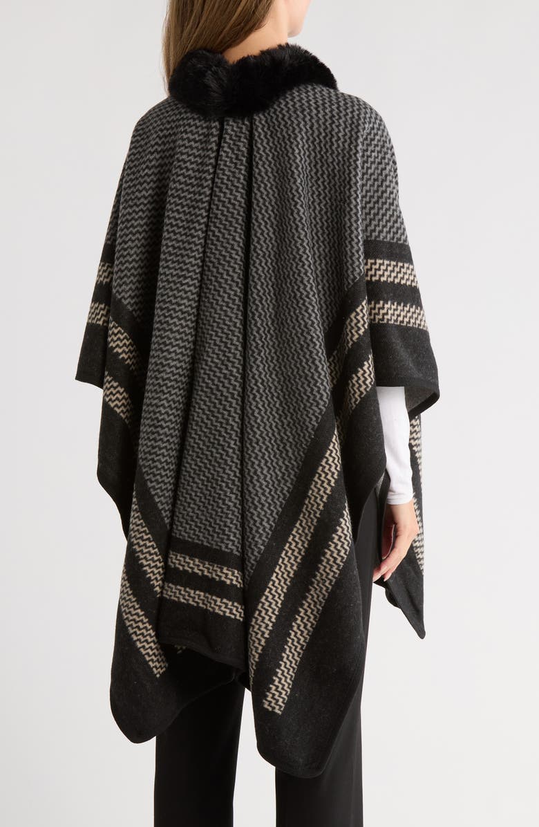 Nanette Lepore Multicolor Zigzag Ruana, Alternate, color, Black