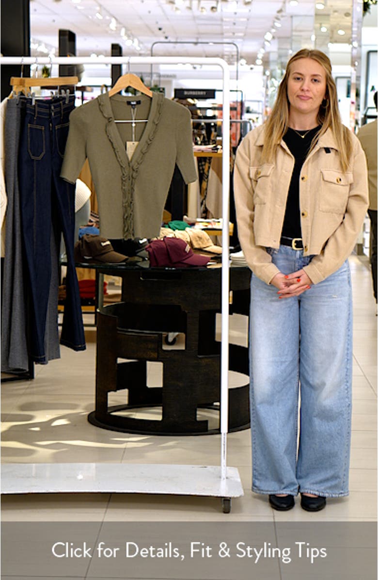 Demetra Ruffle Rib Short Sleeve Cardigan, sales video thumbnail