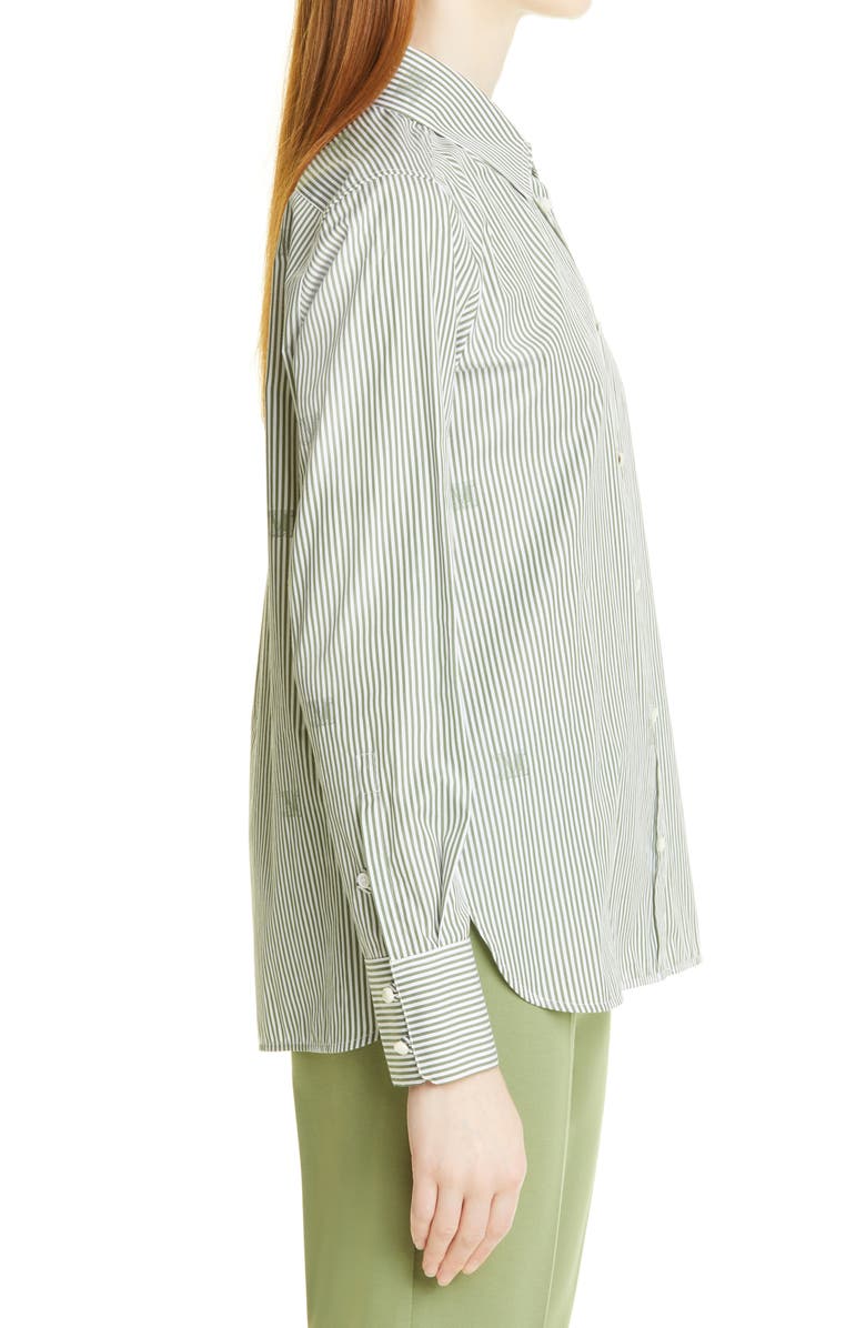 Max Mara Stripe Logo Cotton Button-Up Shirt, Alternate, color, 
