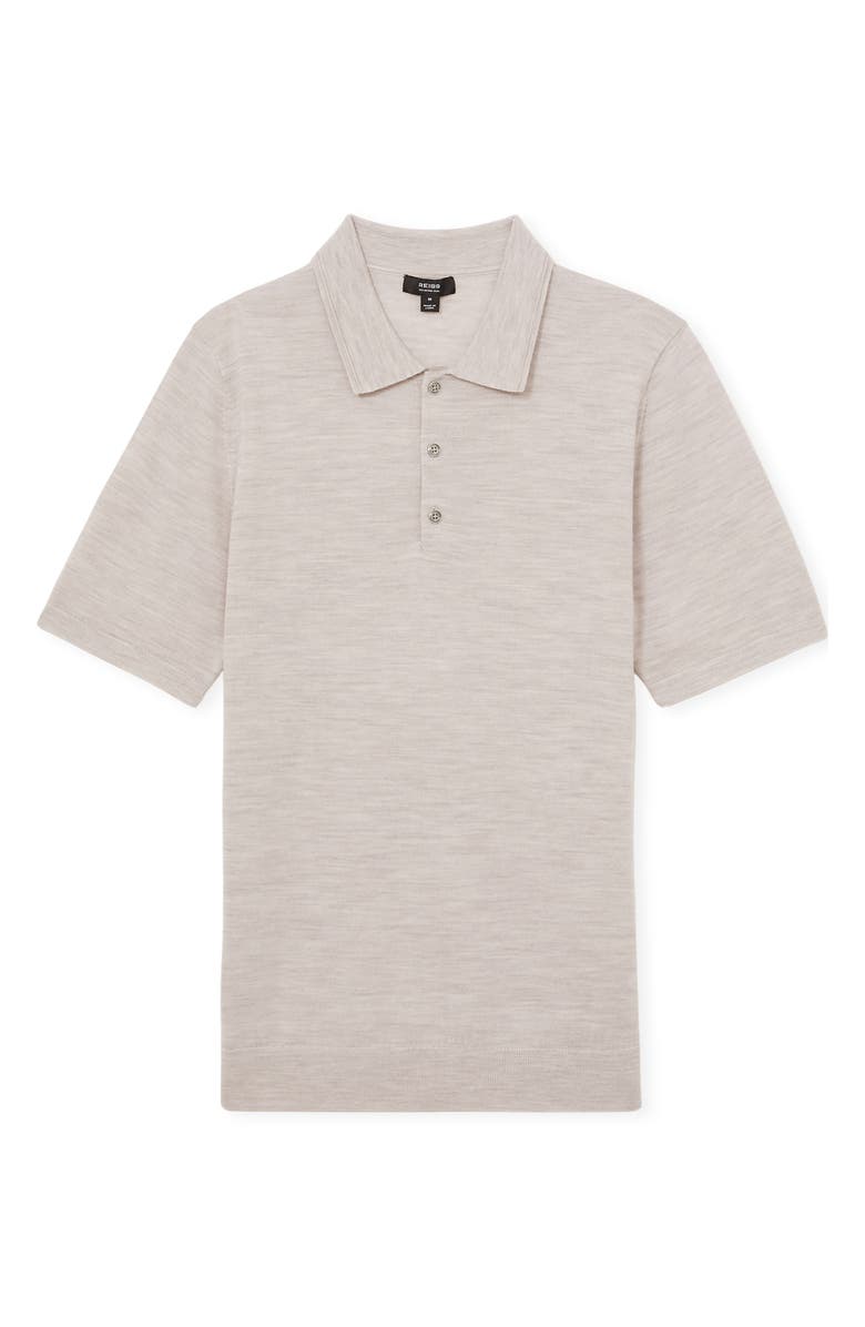 Reiss Manor Merino Wool Polo, Main, color, Wicker Brown Melange