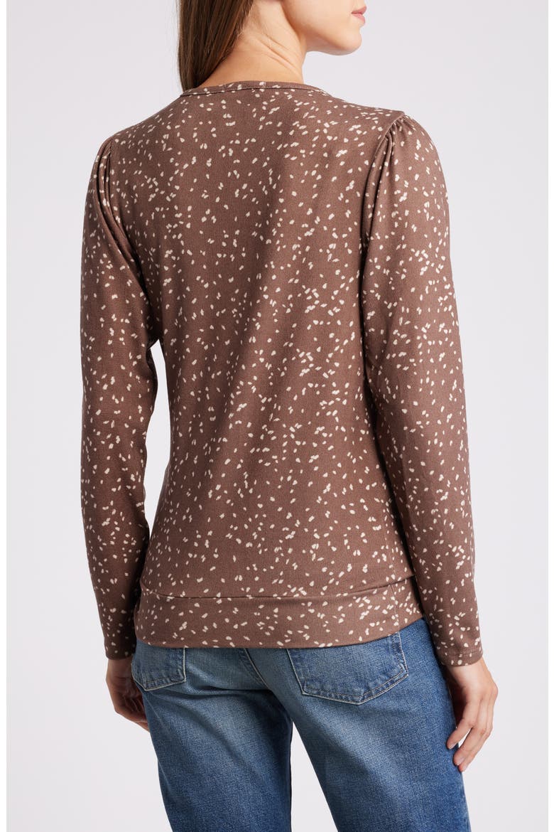 Dot Print Faux Tie Wrap Top, Alternate, color, TAUPE/ NAT