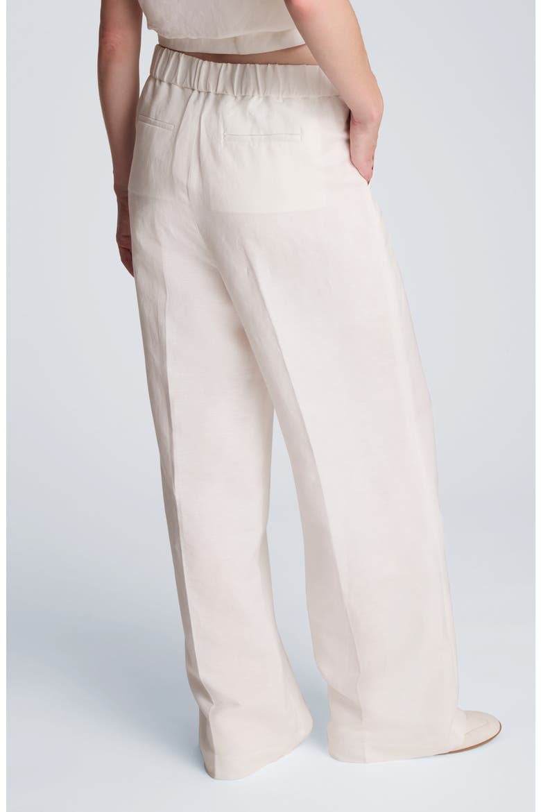 Pull-On Linen Blend Straight Leg Pants, Alternate, color, PURE WHITE