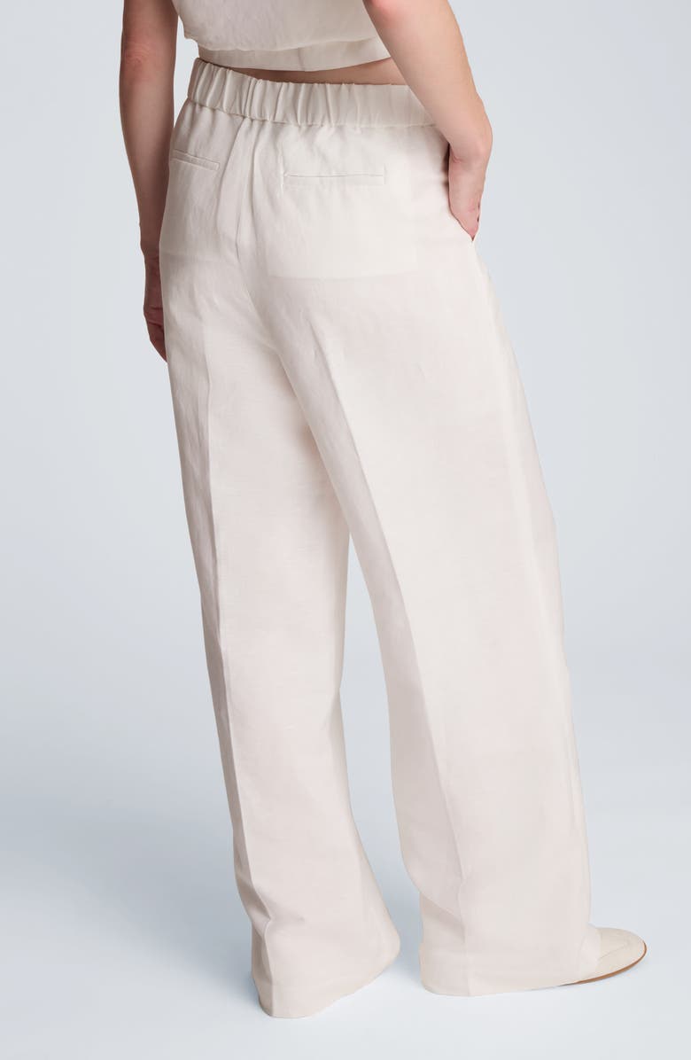Kenneth Cole Pull-On Linen Blend Straight Leg Pants, Alternate, color, Pure White