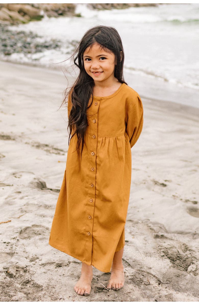 Jackalo Kids’ Long-Sleeved Organic Cotton Twill Jo Dress, Alternate, color, Acorn