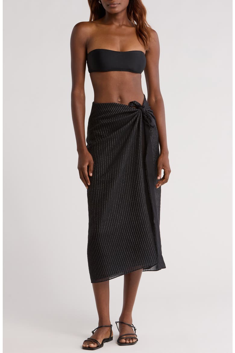 Metallic Stripe Pareo, Main, color, BLACK