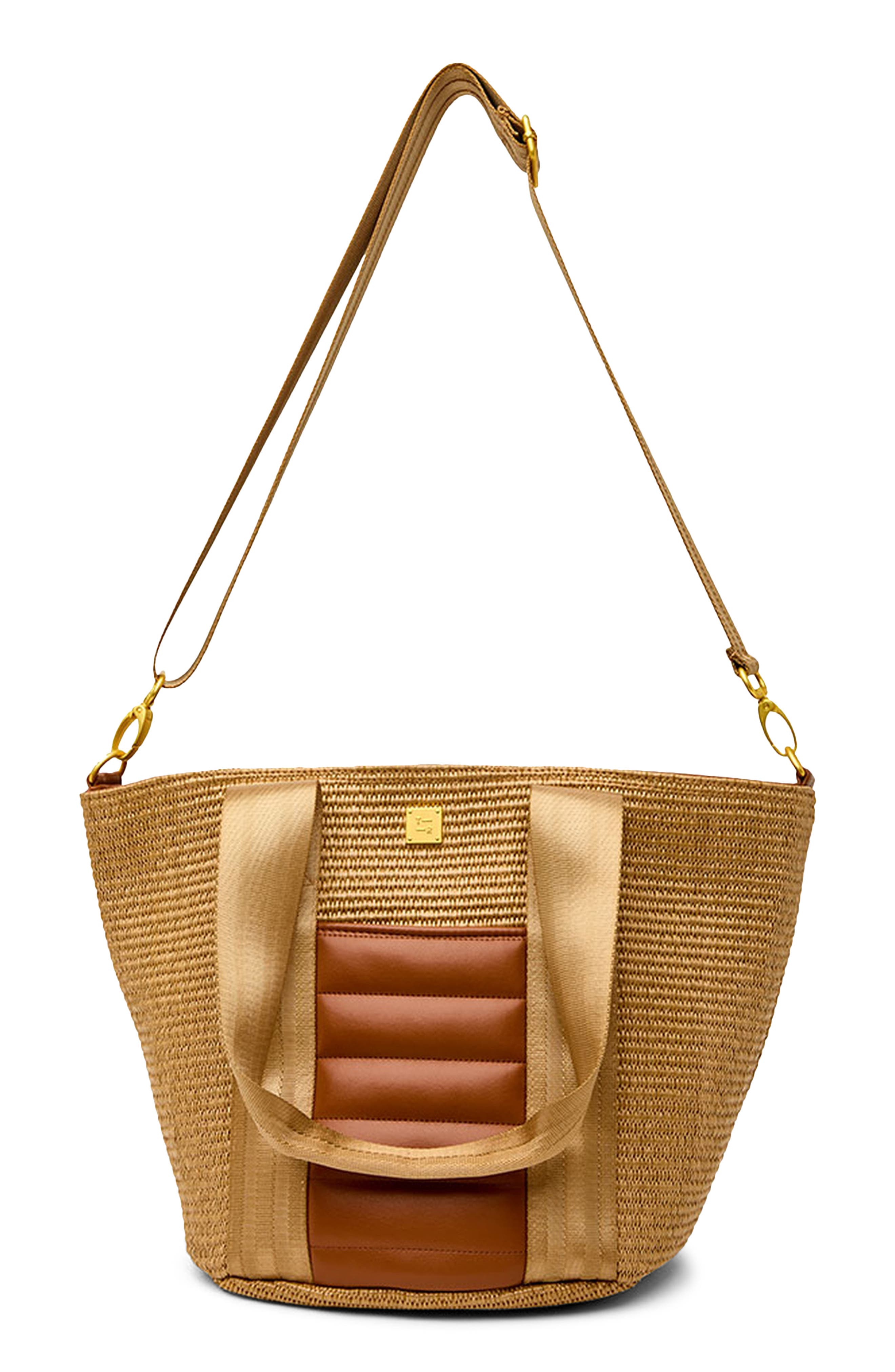 THINK ROYLN Riviera Raffia Bucket Tote, Main, color, Sand Dune Raffia