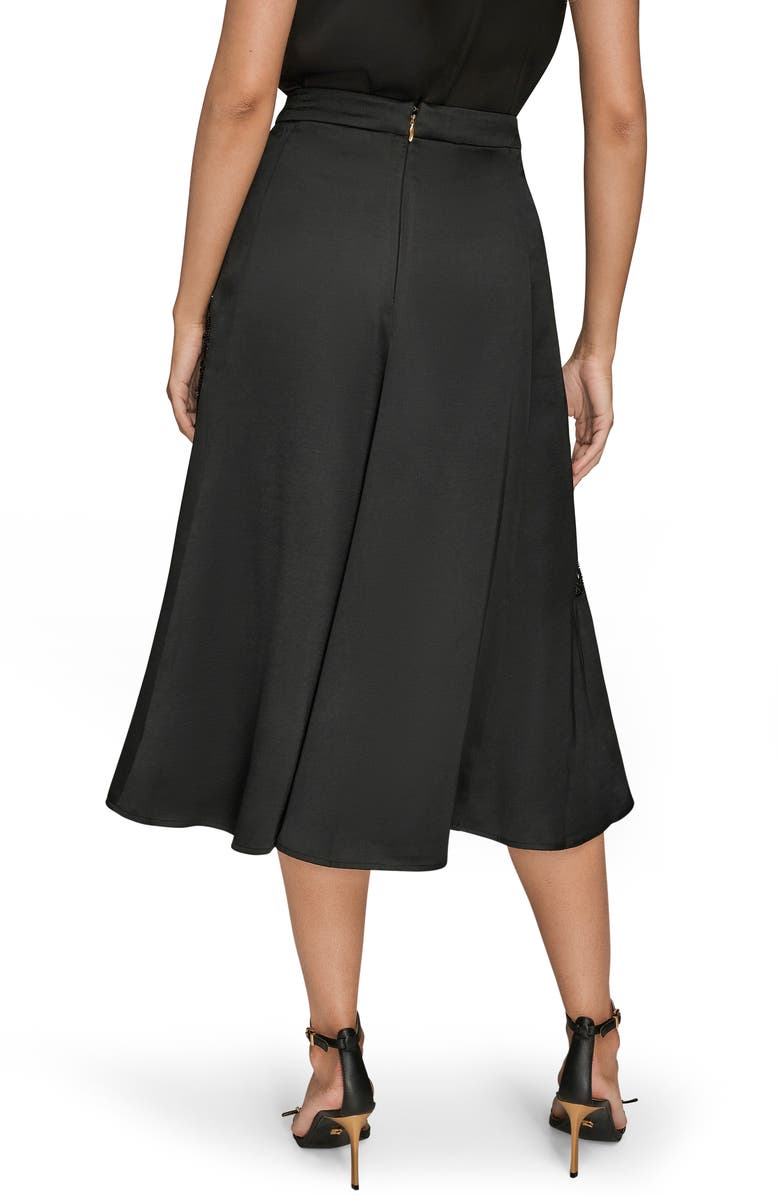 Donna Karan New York Sequin Floral A-Line Midi Skirt, Alternate, color, Black