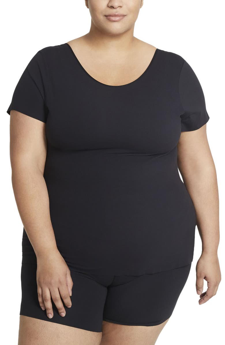 Nike Yoga Luxe Short Sleeve Top, Main, color, Black/ Dark Smoke Grey