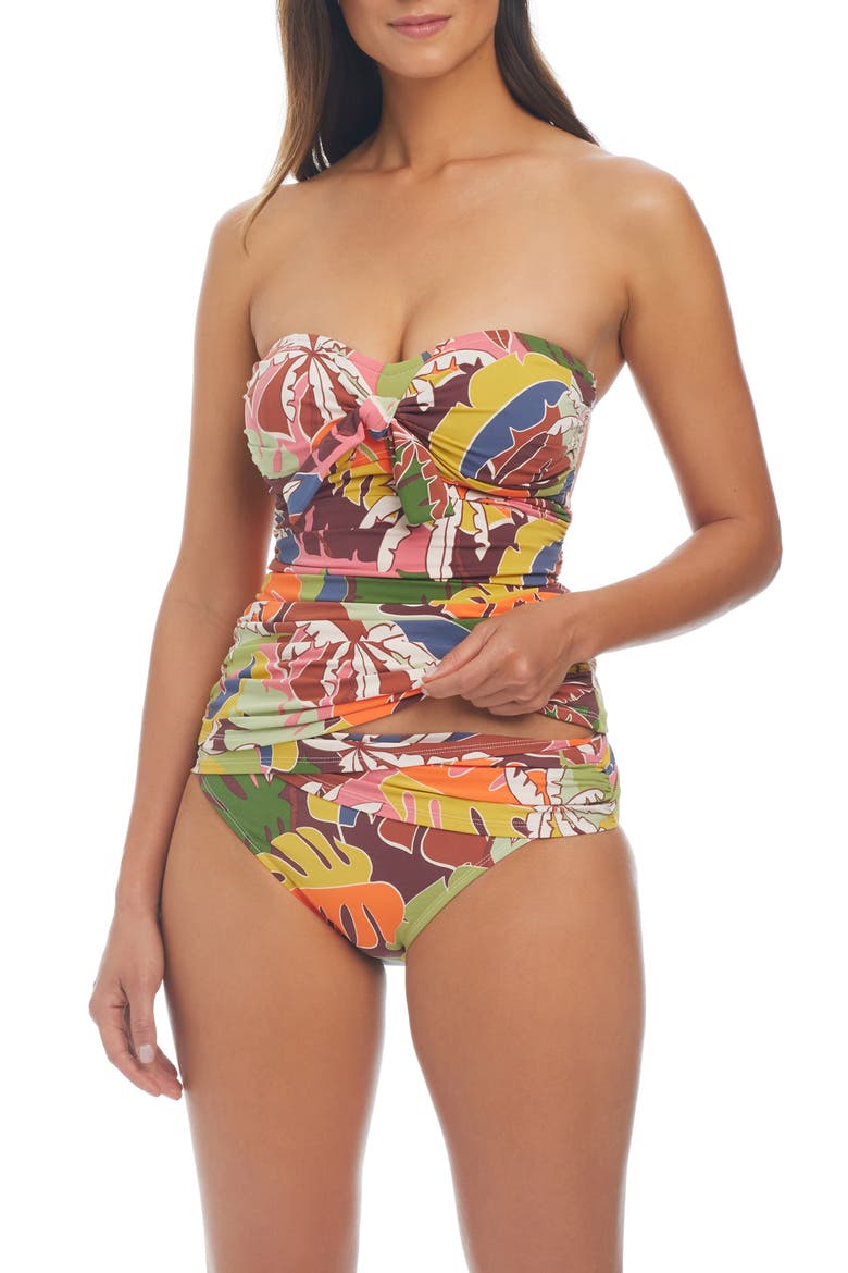 Draped Bandini Tankini Top, Alternate, color, MULTI