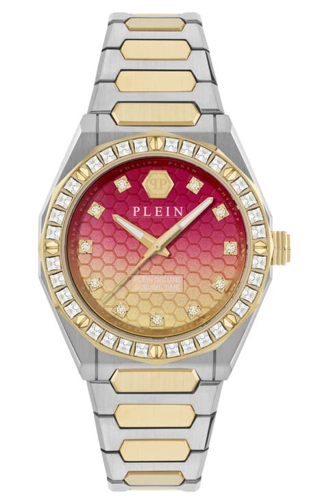 Plein Deluxe Two-Tone Bracelet Watch, 36mm